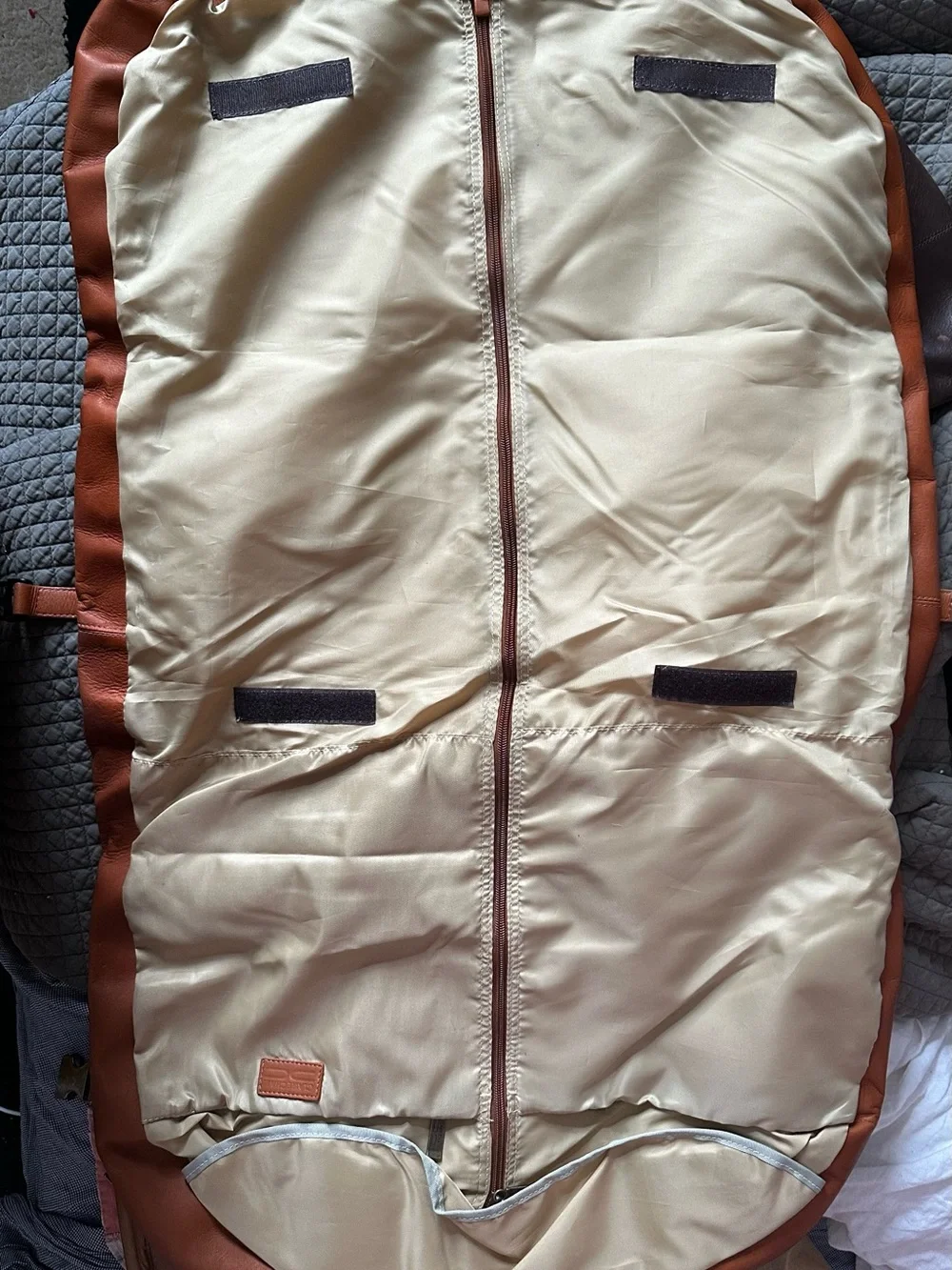 NWT Claire Chase Leather Travel Tri-Fold Suit Bag in Cognac- Classic Weekender